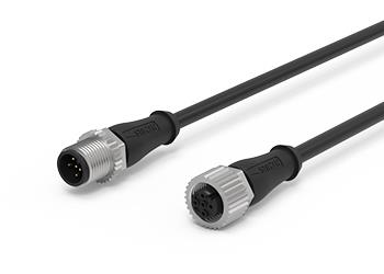 M12 A Male 0°/Female 0° PVC 5x0.34 UL/CSA - Black / A-Code, 1.5 m 
