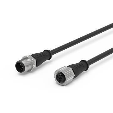 M12 A Erkek 0°/Dişi 0° PVC 5x0.34 UL/CSA - Siyah / A-Kod, 1.5 m